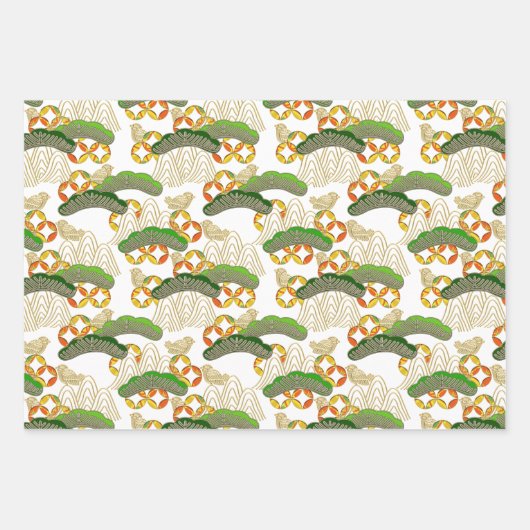 Chiyogami Yuzen Washi Style Muster Geschenkpapier Set (Vorderseite 2)