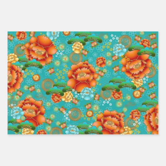 Chiyogami Yuzen Washi Style Musterpapierblätter Geschenkpapier Set (Vorderseite 3)