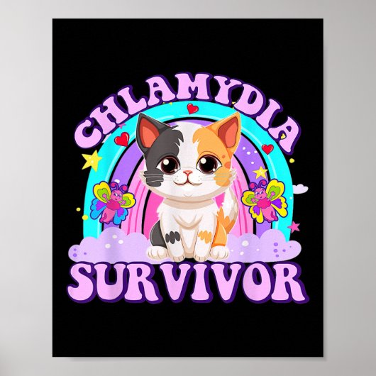Chlamydia Survivor Cat Rainbow Poster (Vorne)