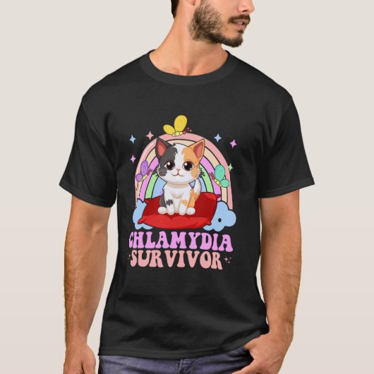 Chlamydia-Überlebender Regenbogen-Katz-Bakterium E T-Shirt (Vorderseite)
