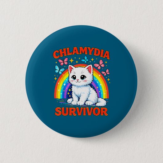 Chlamydien-Überlebender-Shirt Sarkastisches Weißes Button (Vorderseite)