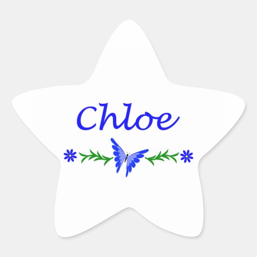 Chloe (Blauer Schmetterling) Stern-Aufkleber (Vorderseite)