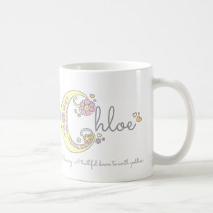 Chloe-Buchstabe C-Name bedeutet Monogramm-Tasse Kaffeetasse