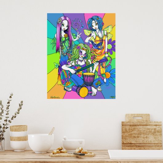 "Chloe, Melody, Harmony" Blume Fee Band Poster (Küche)