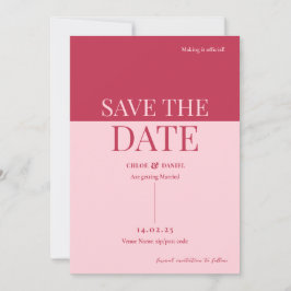 CHLOE Modern Bold Pink Save the Date Einladung