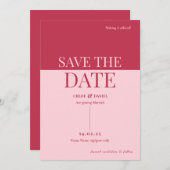 CHLOE Modern Bold Pink Save the Date Einladung (Vorne/Hinten)
