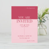 CHLOE Modern Bold Pink Wedding Einladungskarte Einladung (Stehend Vorderseite)