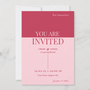 CHLOE Modern Bold Pink Wedding Einladungskarte Einladung