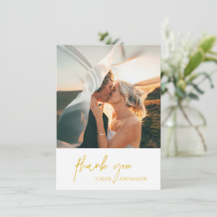 Chloe Mustard Yellow Elegant Wedding Dankeskarte