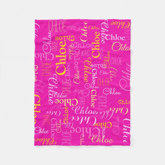 Chloe personalisierter kurzer Name Hot-Rosa Decke (Vorderseite)