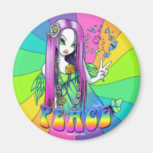 "Chloe" Regenbogen-Friedenshippie-Fee-Magnet Magnet