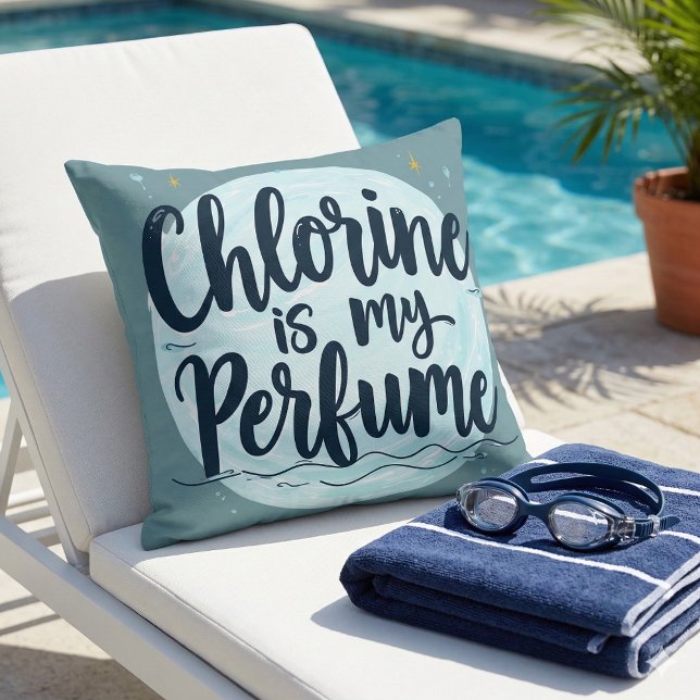 Chlor ist mein Parfüm-Funny-Badziffer Kissen (Chlorine Is My Perfume Funny Swimming Quote Throw Pillow Mockup A)
