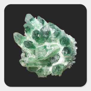 Chlorit Quarz Bergkristall Mineral Edelstein Kunst Quadratischer Aufkleber