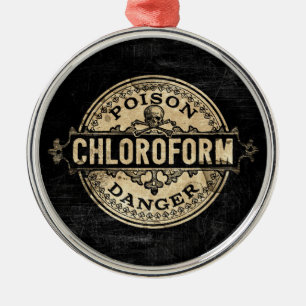 Chloroform im Vintage-Stil Giftetikett Silbernes Ornament