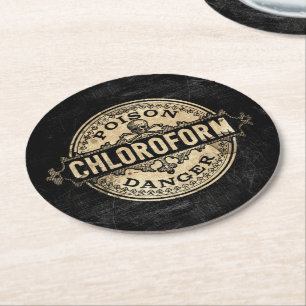 Chloroform Vintage Style Gift Label Runder Pappuntersetzer