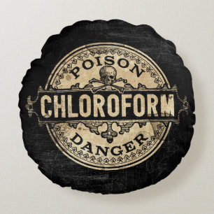 Chloroform Vintage Style Giftetikett Rundes Kissen