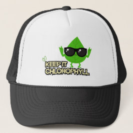 Chlorophyll Vibes – Blatt mit Sonnenbrille Truckerkappe