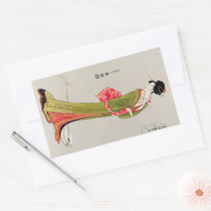 Chobunsai Eishi japan geisha Japan Malerei Art wo Rechteckiger Aufkleber