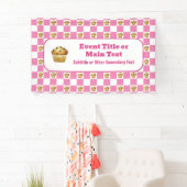 Choc Chip Muffin Karo Rosa und Weiß, kundenspezifi Banner (Insitu)