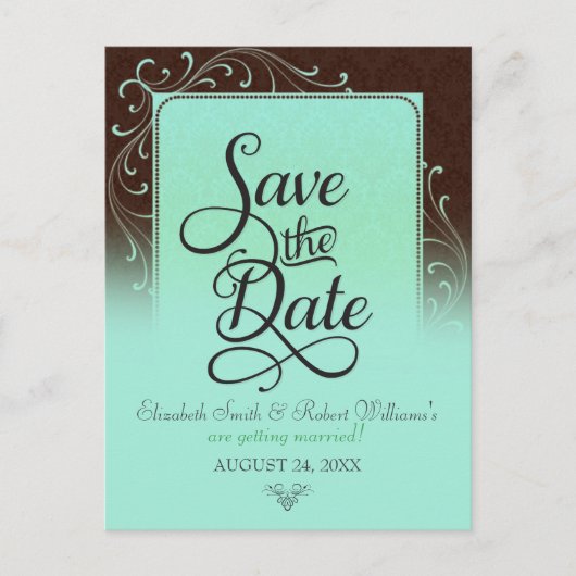 Choc Mint Decke Vintag Save the Date Postkarte (Vorderseite)