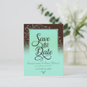 Choc Mint Decke Vintag Save the Date Postkarte (Stehend Vorderseite)
