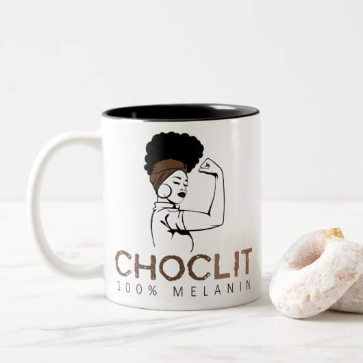 Choclit Strong Black Woman Zweifarbige Tasse (Mit Donut)