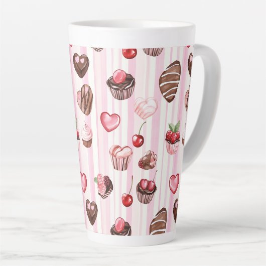 Choco Heart Large Pattern Latte Tasse (Rechte Ecke)