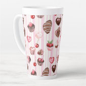 Choco Heart Large Pattern Latte Tasse (Linke Ecke)