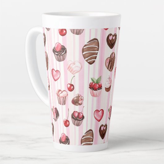 Choco Heart Large Pattern Latte Tasse (Linke Ecke)