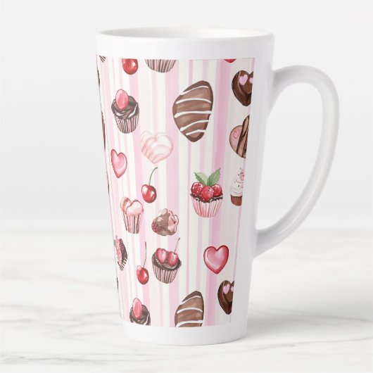 Choco Heart Large Pattern Latte Tasse (Rechts)