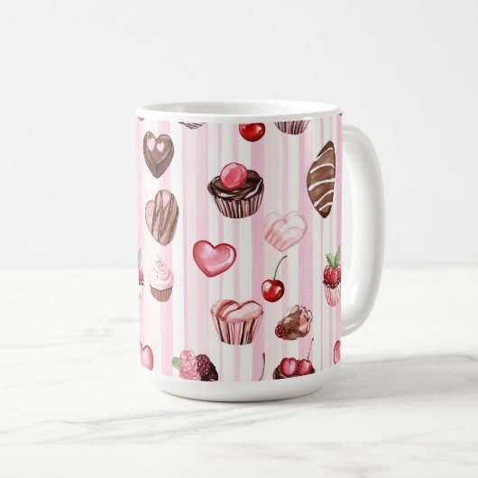 Choco Heart Large Pattern Tasse (VorderseiteRechts)