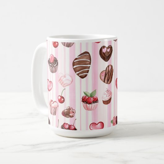 Choco Heart Large Pattern Tasse (Vorderseite Links)