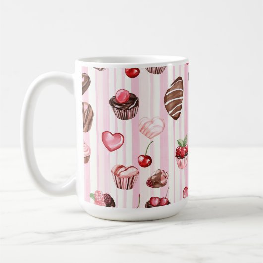 Choco Heart Large Pattern Tasse (Links)