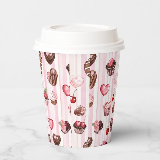 Choco Heart Large Patternpapier Cups Pappbecher (Links)