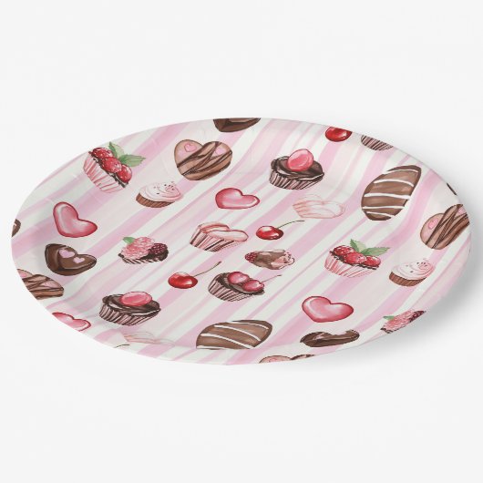 Choco Heart Paper Plate Pappteller (Schrägansicht)