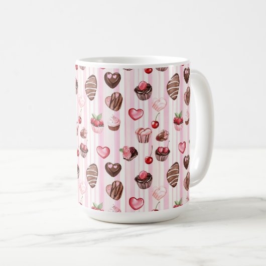 Choco-Herz-Muster-Tasse Kaffeetasse (VorderseiteRechts)