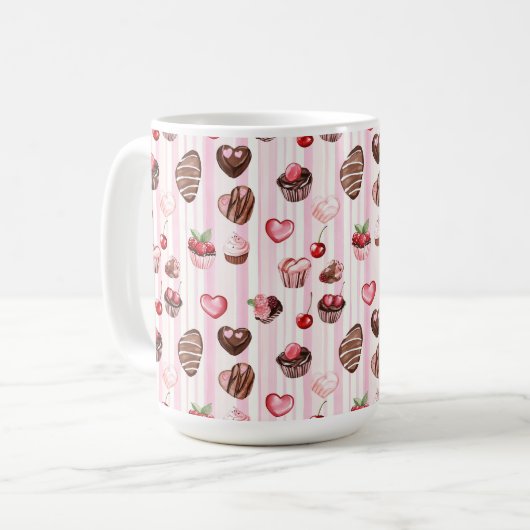 Choco-Herz-Muster-Tasse Kaffeetasse (Vorderseite Links)