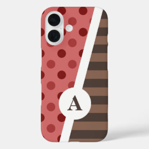 Choco Strawberry Polka Dot and Stripmuster iPhone 16 Hülle