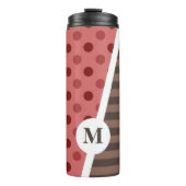Choco Strawberry Polka Dots and Stripes: Monogramm Thermosbecher (Vorderseite)