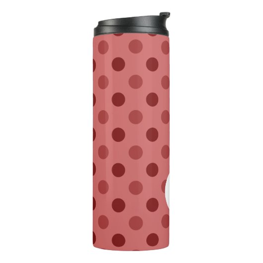 Choco Strawberry Polka Dots and Stripes: Monogramm Thermosbecher (Nach links gedreht)