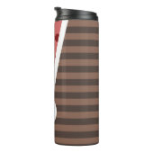 Choco Strawberry Polka Dots and Stripes: Monogramm Thermosbecher (Nach rechts gedreht)