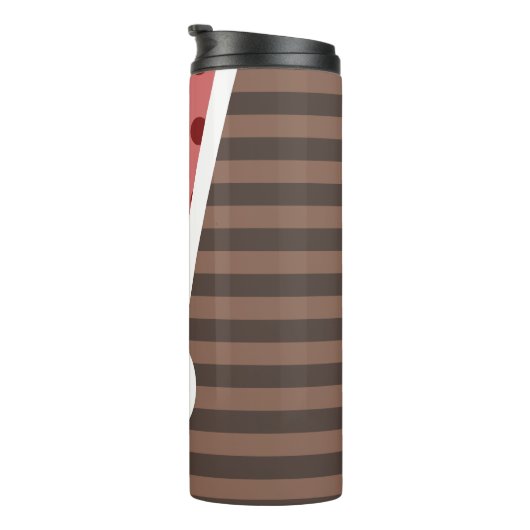 Choco Strawberry Polka Dots and Stripes: Monogramm Thermosbecher (Nach rechts gedreht)