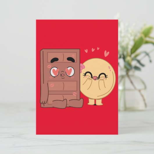 Choco und Pancake Paare Liebe Valentine Matching Einladung (Stehend Vorderseite)