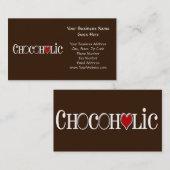 Chocoholic, Schokoladen-Liebhaber mit rotem Herzen Visitenkarte (Vorne/Hinten)