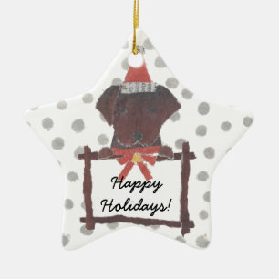 Chocol Labrador, Labrador-Retriever-Feiertage, Keramikornament