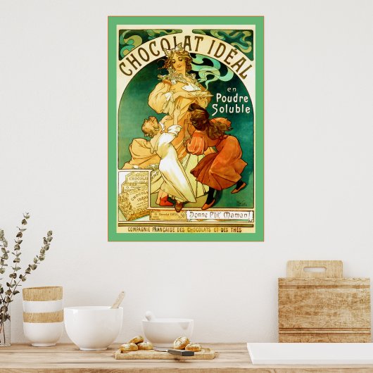 Chocolat Alphonse Mucha ~ Vintage Ad Poster (Küche)