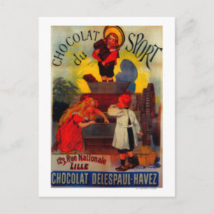 Chocolat du Sport Vintag Poster Europe Postkarte