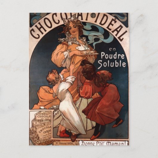 Chocolat Ideal von Alphonse Mucha Postkarte (Vorderseite)