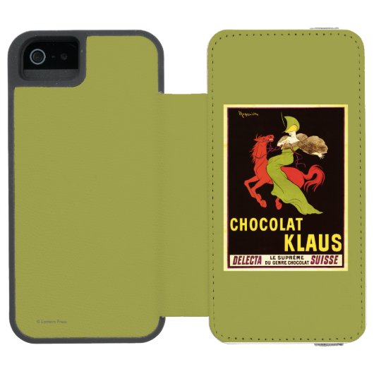 Chocolat Klaus Anzeige-Plakat Incipio iPhone Geldbeutel-Hülle (Folio Geöffnet)