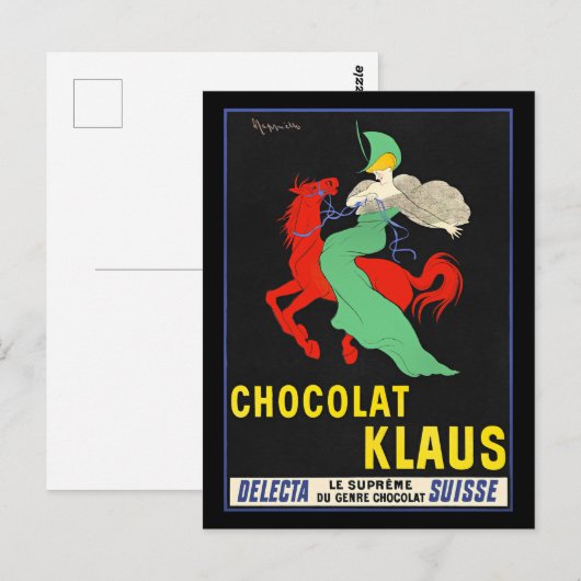 Chocolat Klaus, Vintages Werbeplakat, Postkarte (Vorne/Hinten)